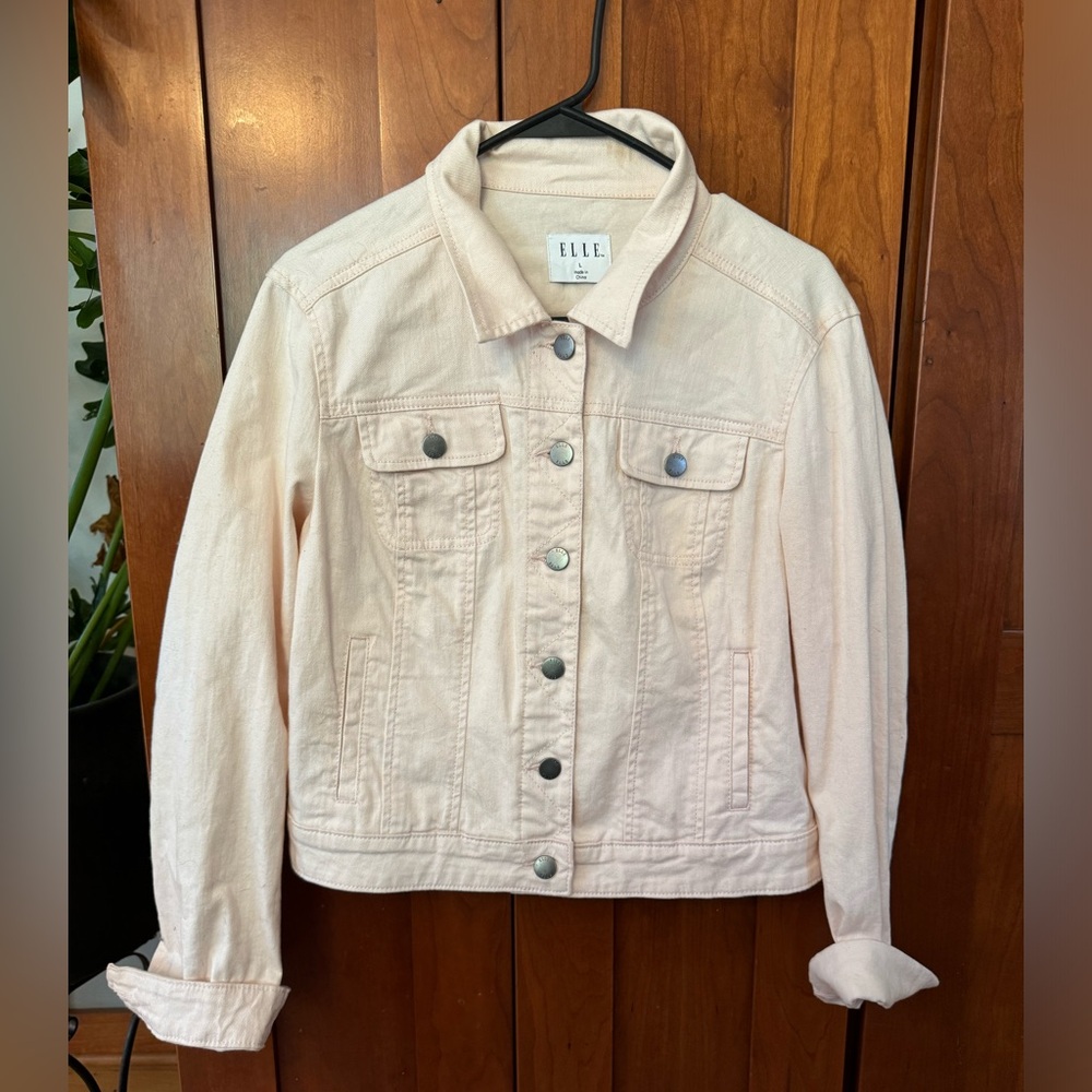 ELLE Pale Pink Denim Jacket with Snap Buttons